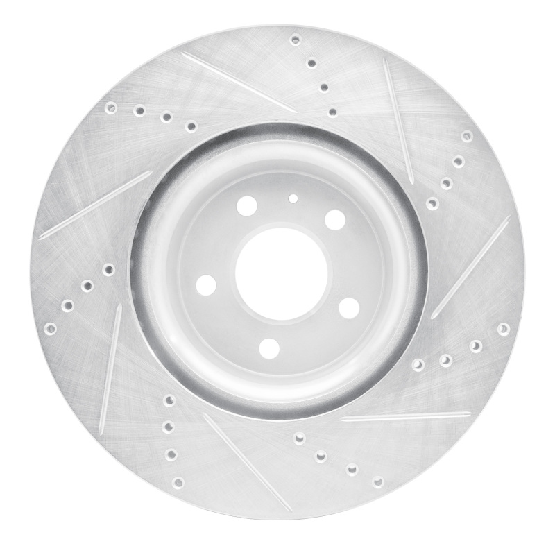 Audi Q5 Brake Rotor (1) - Front Left - R1 Concepts - Drilled & Slotted - Silver - `12-`20